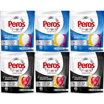 Peros Pratik Matik 300 Adet Siyahlar-Beyazlar Çamaşır Deterjanı Kapsülü Tableti