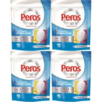 Peros Pratik Matik 4x26 104 Adet Beyaz Çamaşır Deterjanı Kapsülü Tableti
