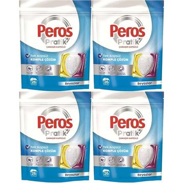 Peros Pratik Matik 4x26 104 Adet Beyaz Çamaşır Deterjanı Kapsülü Tableti
