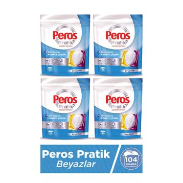 Peros Pratik Matik 4x26 104 Adet Beyaz Çamaşır Deterjanı Kapsülü Tableti
