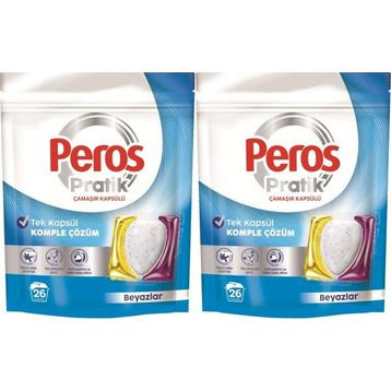 Peros Pratik Matik 52 Adet 2x26 Beyazlar Çamaşır Deterjanı Kapsülü Tableti