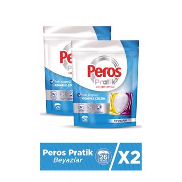 Peros Pratik Matik 52 Adet 2x26 Beyazlar Çamaşır Deterjanı Kapsülü Tableti