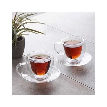 Perotti 10648 Cam Çift Cidarlı 2'li Türk Kahvesi Fincan Takımı