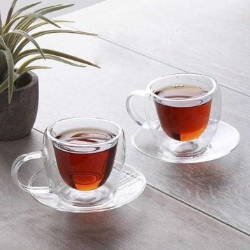 Perotti 10648 Cam Çift Cidarlı 2'li Türk Kahvesi Fincan Takımı