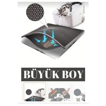 Petgross Büyük Boy Kedi Tuvaleti Önü Elekli Gri Kedi Kumu Paspası