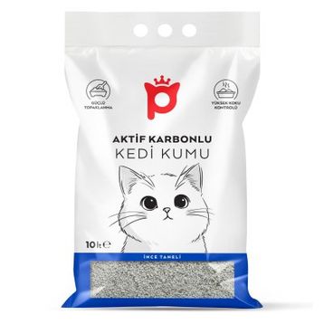 Petlebi Aktif Karbonlu Parfümsüz İnce Taneli Topaklanan 10 lt Bentonit Kedi Kumu