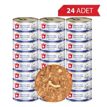 Petlebi Sos İçinde Fileto Taze Ton Balıklı ve Kalamarlı 24x70 gr Kedi Konservesi