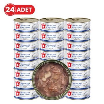 Petlebi Sos İçinde Fileto Taze Ton Balıklı ve Kalamarlı 24x70 gr Kedi Konservesi