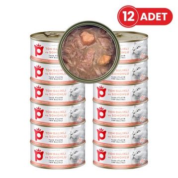 Petlebi Sos İçinde Fileto Taze Ton Balıklı ve Somonlu 12x70 gr Kedi Konservesi