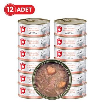 Petlebi Sos İçinde Fileto Taze Ton Balıklı ve Somonlu 12x70 gr Kedi Konservesi