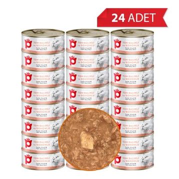 Petlebi Sos İçinde Fileto Taze Ton Balıklı ve Somonlu 24x70 gr Kedi Konservesi