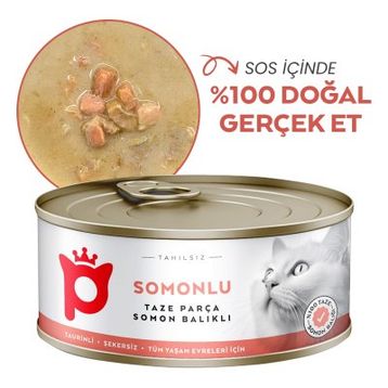 Petlebi Sos İçinde Parça Taze Somonlu 70 gr Kedi Konservesi