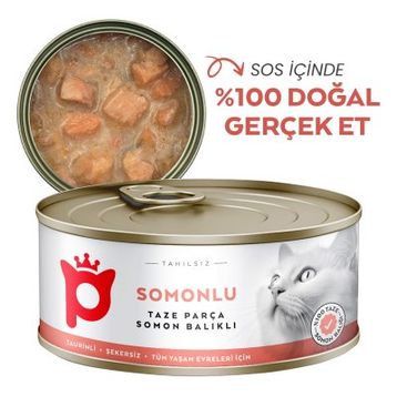 Petlebi Sos İçinde Parça Taze Somonlu 70 gr Kedi Konservesi