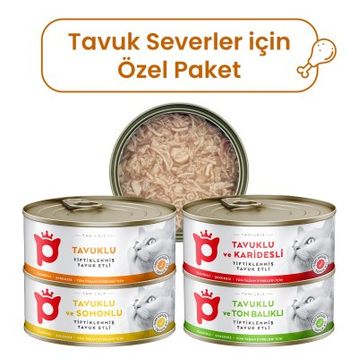 Petlebi Sos İçinde Tiftiklenmiş Etli Özel Tavuk Serisi Karışık Çeşitli 4x70 gr Kedi Konservesi