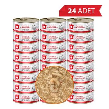 Petlebi Sos İçinde Tiftiklenmiş Taze Tavuk Etli ve Karidesli 24x70 gr Kedi Konservesi