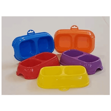 Petmito Çiftli Plastik Küçük Renkli Kare Mama Kabı