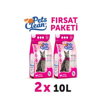 Pets Clean 2x10 lt Bebek Pudralı Kedi Kumu