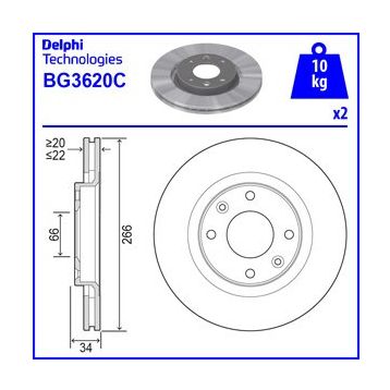 Peugeot 307 2001/2005 1.4cc 1.4HDI 266x22x66x34 Havalı Ön Fren Diski