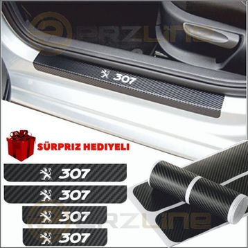 Peugeot 307 4 Adet Karbon Kapı Eşiği Sticker