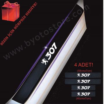 Peugeot 307 4 Adet Karbon Kapı Eşiği Sticker