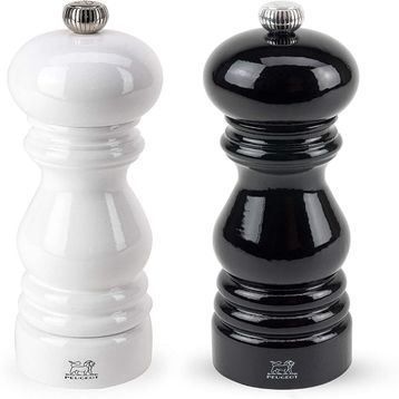 Peugeot Paris Siyah Beyaz 18 cm Karabiber Tuz Değirmen Seti