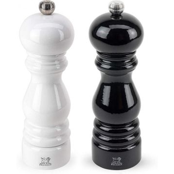 Peugeot Paris Siyah Beyaz 18 cm Karabiber Tuz Değirmen Seti