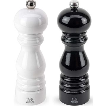 Peugeot Paris Siyah Beyaz 18 cm Karabiber Tuz Değirmen Seti