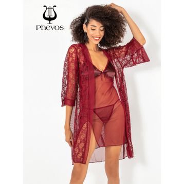 Phevos L-XL 3'lü Gecelik ve Sabahlık Takımı