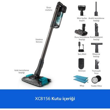 Philips Aqua 8000 Serisi XC8156/10 Islak Kuru Şarjlı Dikey Süpürge