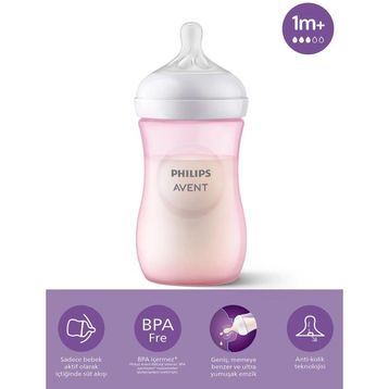 Philips Avent 260 ml 1+Ay Natural Response Pembe PP Biberon