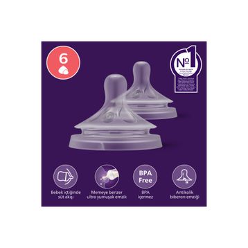 Philips Avent SCY966/02 Doğal Tepkili 6+ Ay 2'li Biberon Emziği