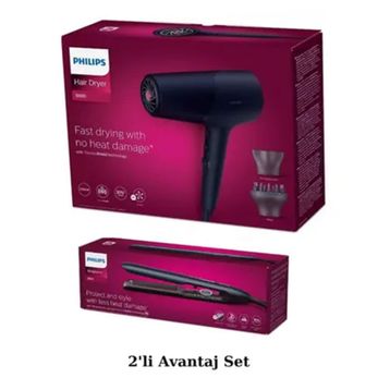 Philips BHD510/10 2300 W Saç Kurutma Makinesi ve BHS732/00 Argan Yağlı UV Korumalı Saç Düzleştirici