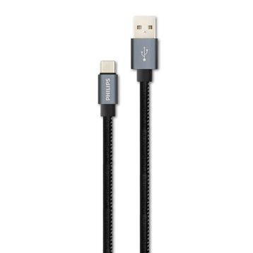 Philips DLC2528B Type-C Deri Şarj ve Data Kablosu