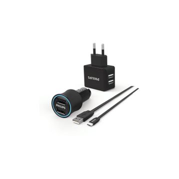 Philips DLP2553EM Siyah Micro USB 2'li Seyahat ve Araç Şarjı