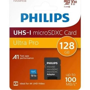 Philips FM12MP65B 128 GB SDXC UHS-I Class 10 SD Adaptörlü Micro SD Kart Bellek