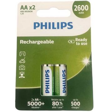 Philips Rechargeable 2600 mAh AA 2'li Kalem Pil