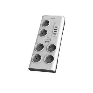 Philips SPN7060WA/62 5 USB Şarj Bağlantı 1 Usb-C 15 W ve 4 Usb-A 20 W 900j 2 m Örgü Kablo 6'lı Akım Korumalı Priz