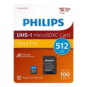 Philips Ultra Pro FM51MP65B Class 10 UHS-I U3 A1 V30 512 GB Micro SD Kart