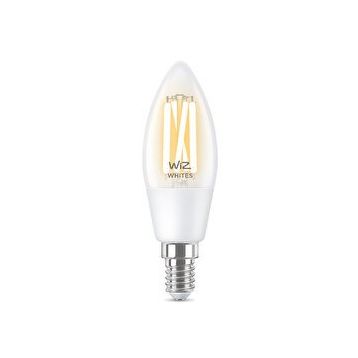 Philips WiZ Wi-Fi BLE Filament Şeffaf Cam Beyaz Ambiyans 2700K-6500K 4,9 - 40W C35 E14 İnce Duy 1PF/6 Akıllık Ampul