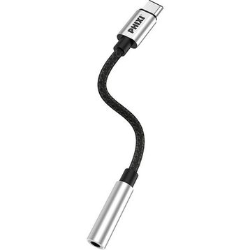 Phixi Basic CA111 Metal Başlıklı Örgü Type-C To 3.5 mm Jack Çevirici Kablo
