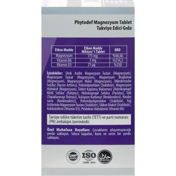 Phytodef Magnezyum Vitamin B6 D3 3x30 Tablet
