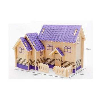 Pi İthalat Mor Ev 3D Ahşap Puzzle
