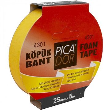 Picador 4301 25 mm X 5 mt Çift Taraflı Köpük Bant