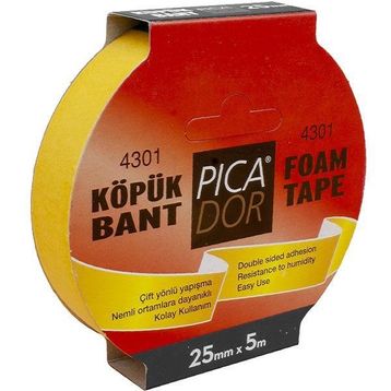 Picador 4301 25 mm X 5 mt Çift Taraflı Köpük Bant