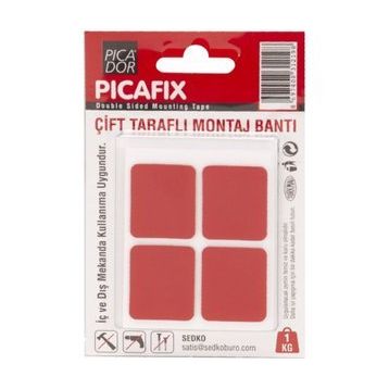 Picador VHB Ç/T Kırmızı 12'li Kare Montaj Bandı