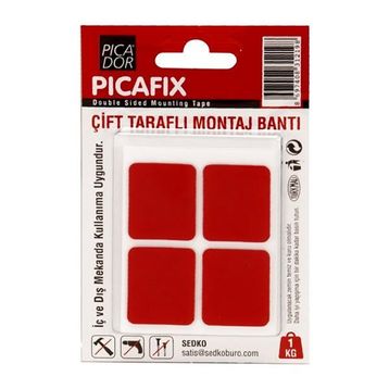 Picador VHB Ç/T Kırmızı 12'li Kare Montaj Bandı