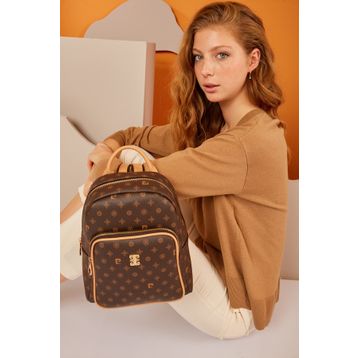 Pierre Cardin 05PO22Y1553 Kahve Monogram Kadın Sırt Çantası