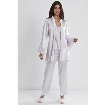 Pierre Cardin 2040 Viola Saten 3'lü Pijama Takımı