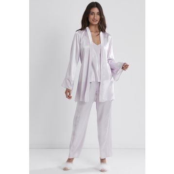 Pierre Cardin 2040 Viola Saten 3'lü Pijama Takımı