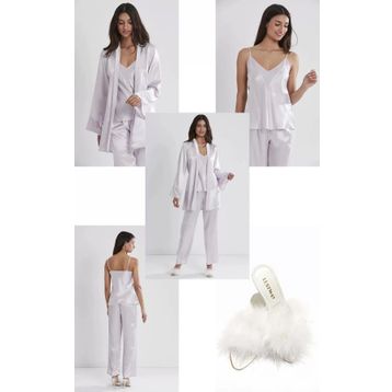 Pierre Cardin 2040 Viola Saten 3'lü Pijama Takımı